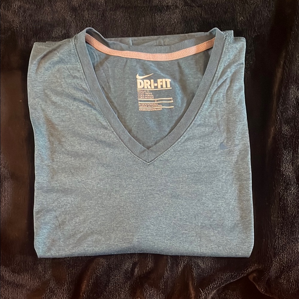 Nike Dri-FIT Heathered Blue V-Neck Tee